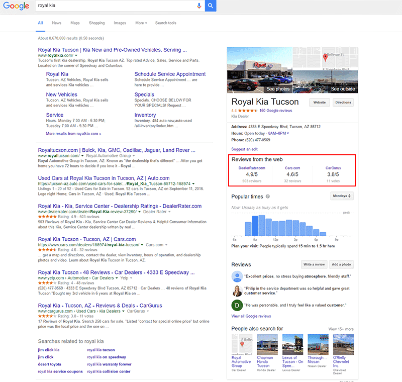 google reviews from the web example car dealership