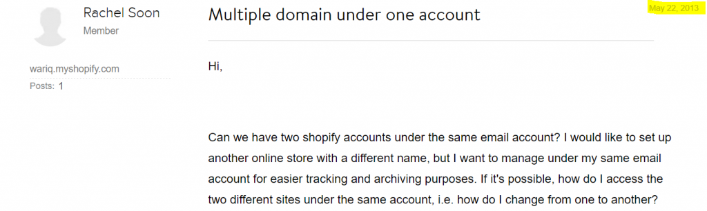 Multiple Domain Request from 2013 for Shopify