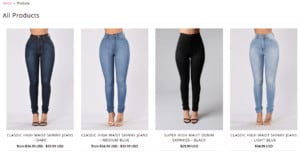 Image of best selling FashionNova.com items