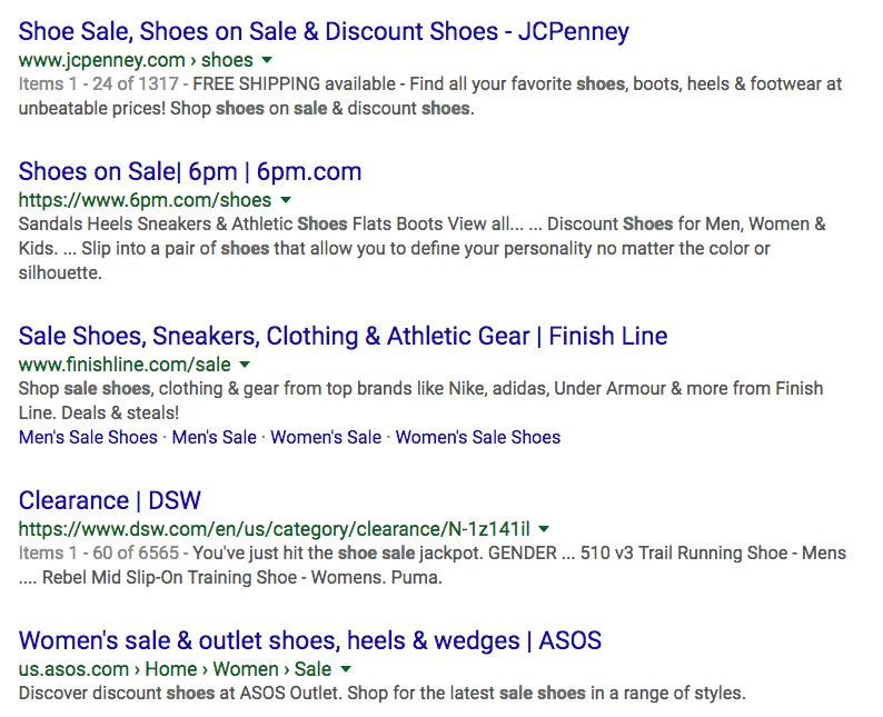 Google Organic Search Results Example