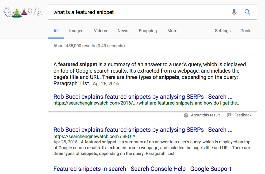 google featured snippets