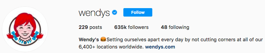 Wendy's is Instagram Verified