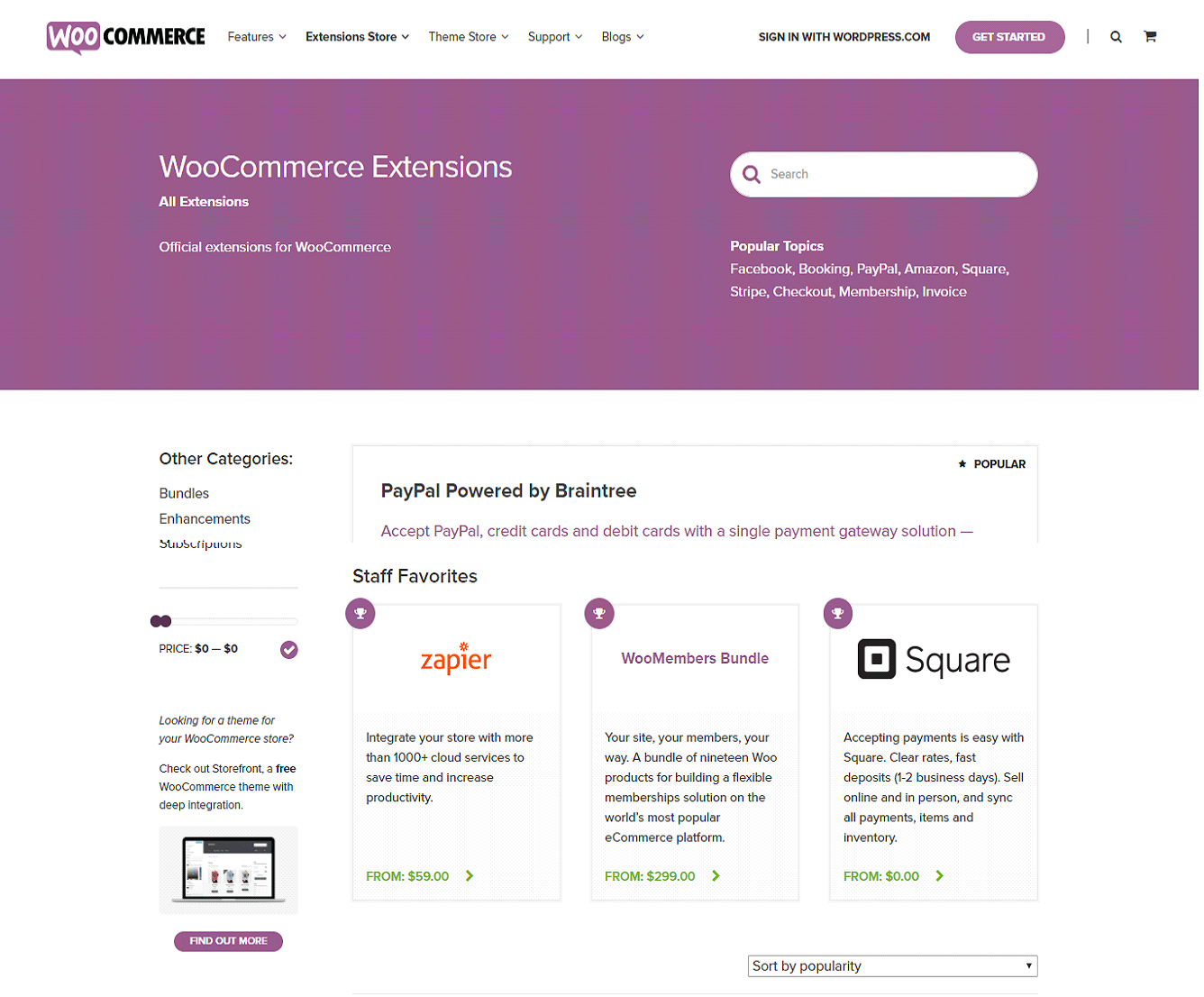 WooCommerce Extensions Store