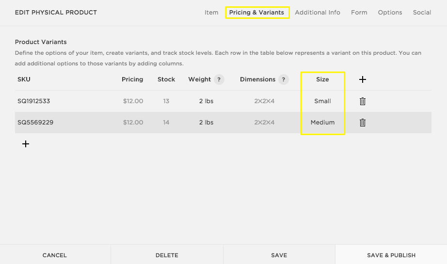 shopify vs squarespace product options