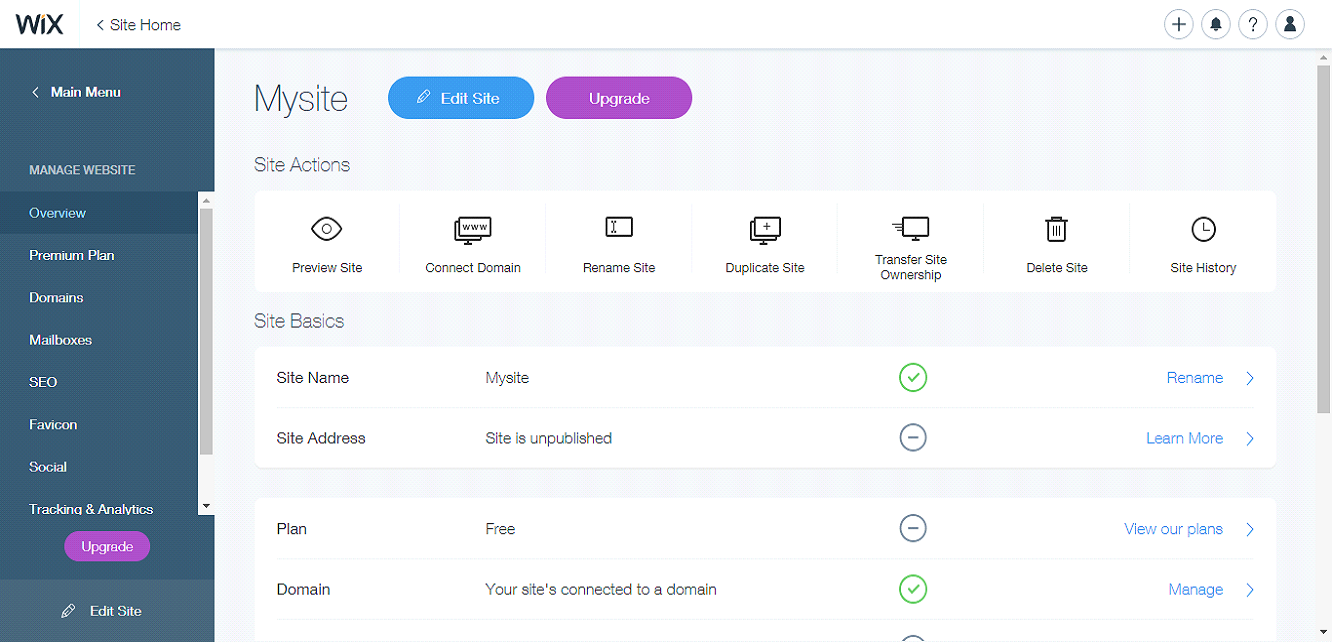 wix dashboard