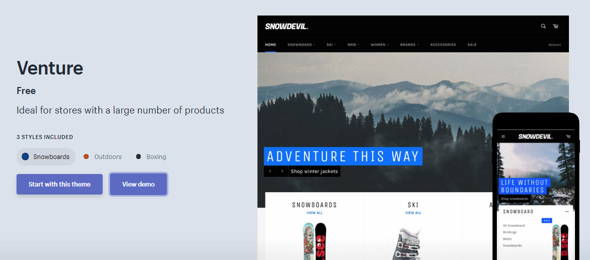 Venture shopify theme