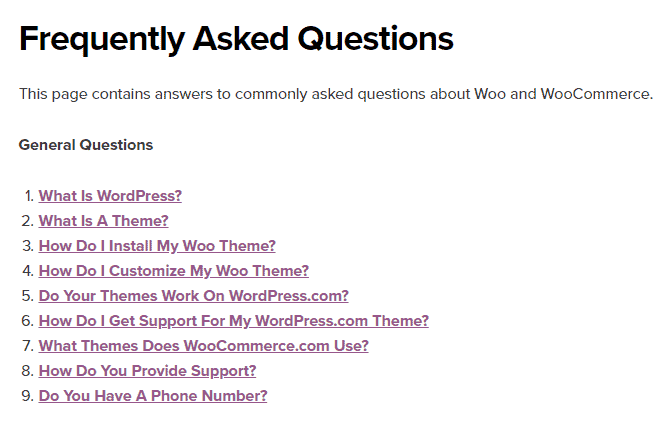 woocommerce faq