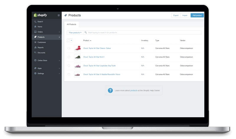 shopify user interface