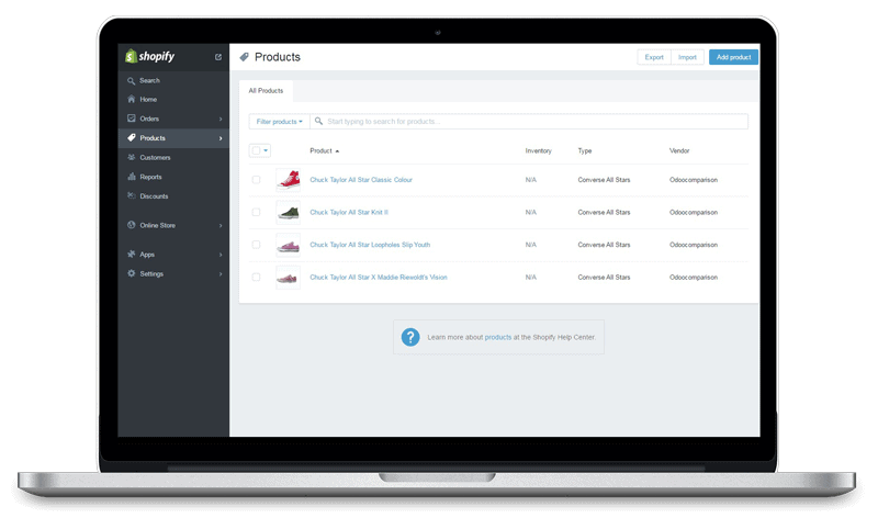 shopify interface