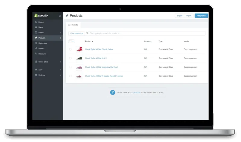 shopify interface