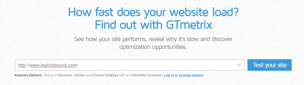 ➡ enter the address of your website in the text field and click ‘test your site’, enter website
