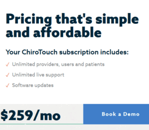 in basic terms, an emr/ehr is a computer system that helps healthcare providers manage patient records and automate some clinical processes, screenshot chirotouch software price subscription details book a demo1