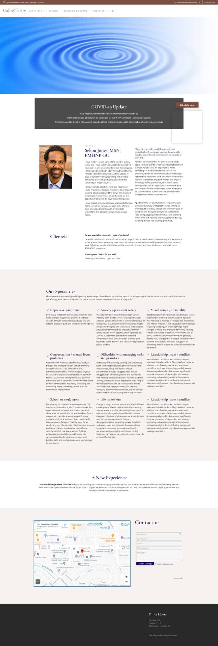 the redesigned website, calmclaritymh full homepage scaled