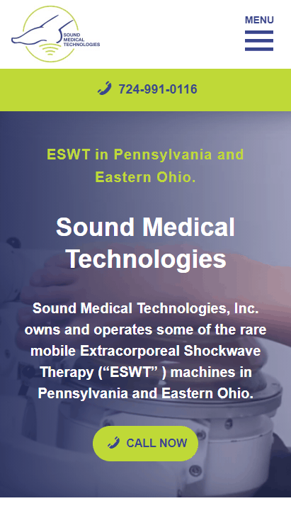 Mobile screenshot of the Sound Med Tech website